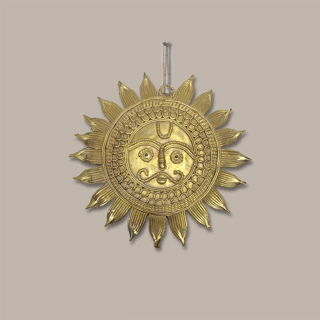 Rising Sun Dhokra Wall / Door Hanging | Home & Office Decor - Image 2