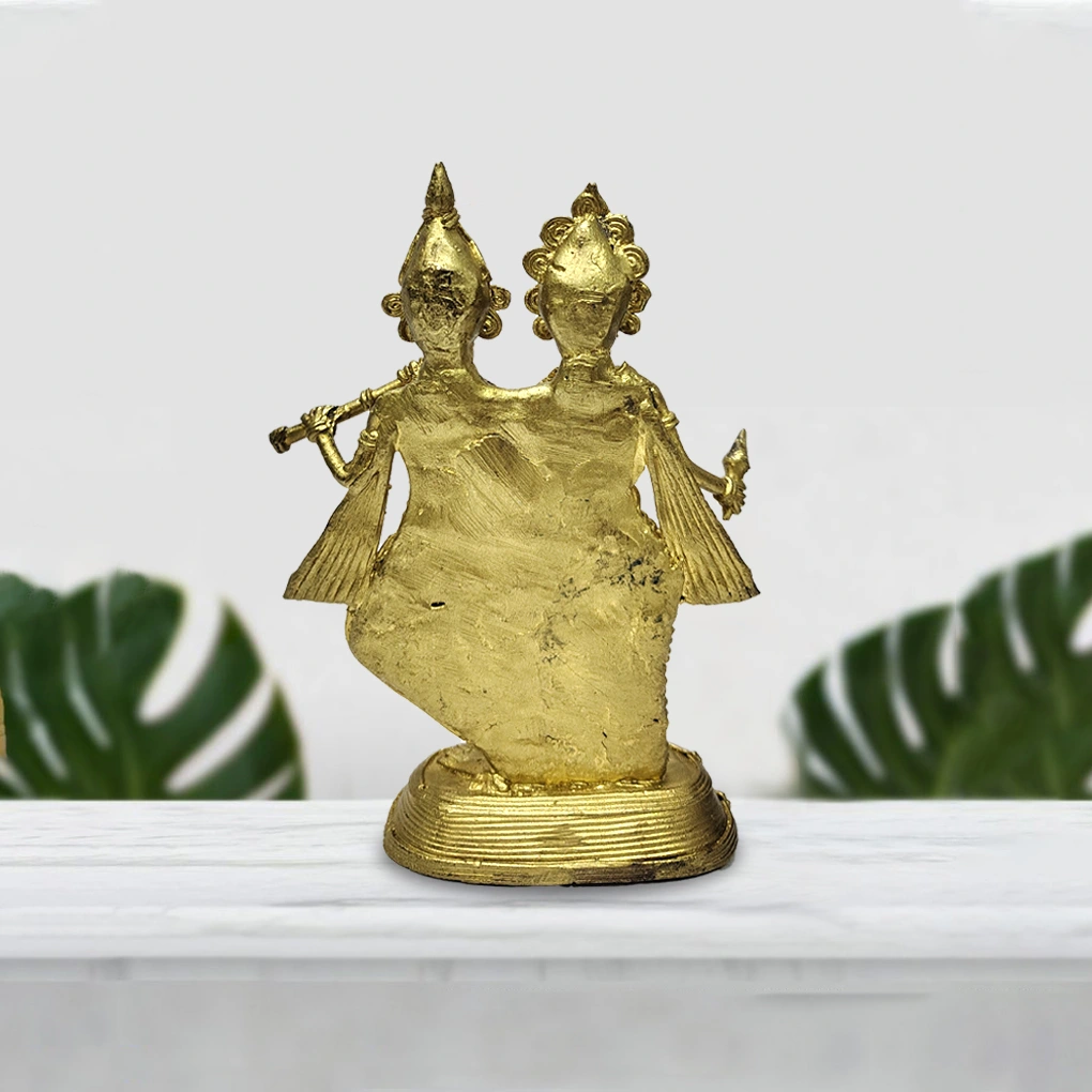 Brass Divine Radha Krishna Idol | Handcrafted Murti For Temple &  Home Decor - Image 3