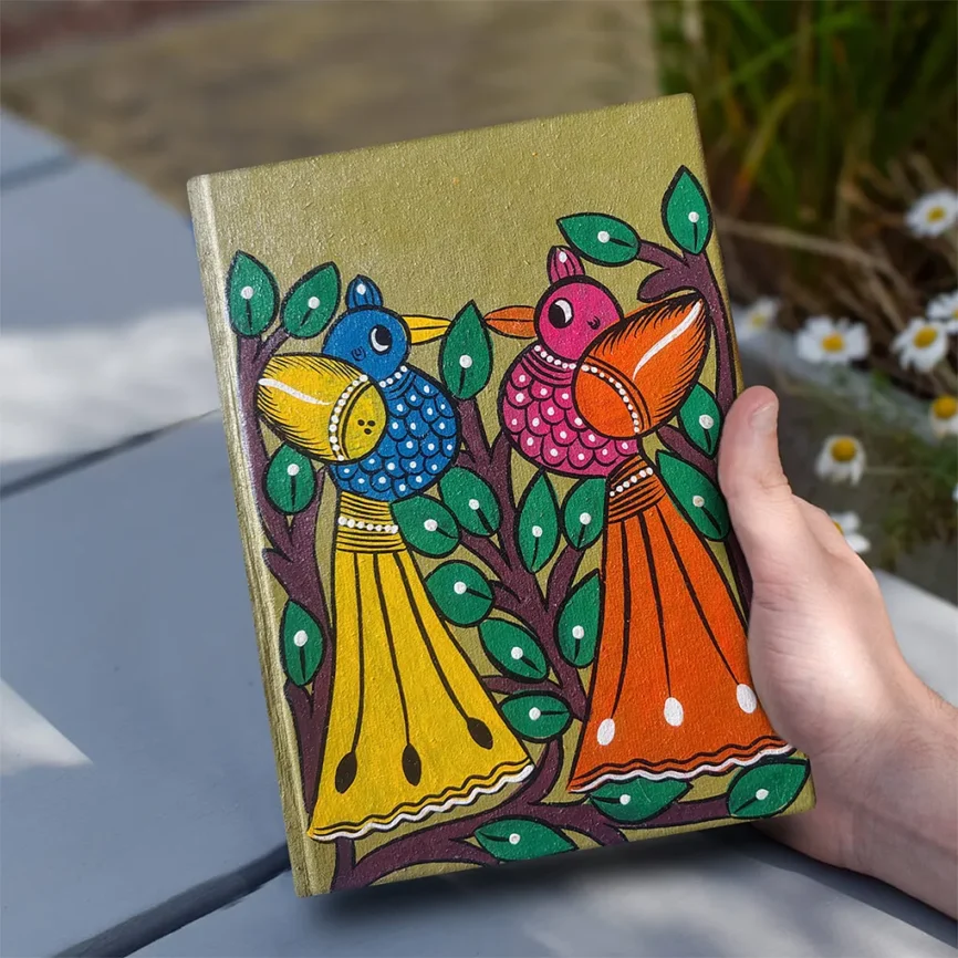 Hand-Painted Pattachitra Diary - bird design
