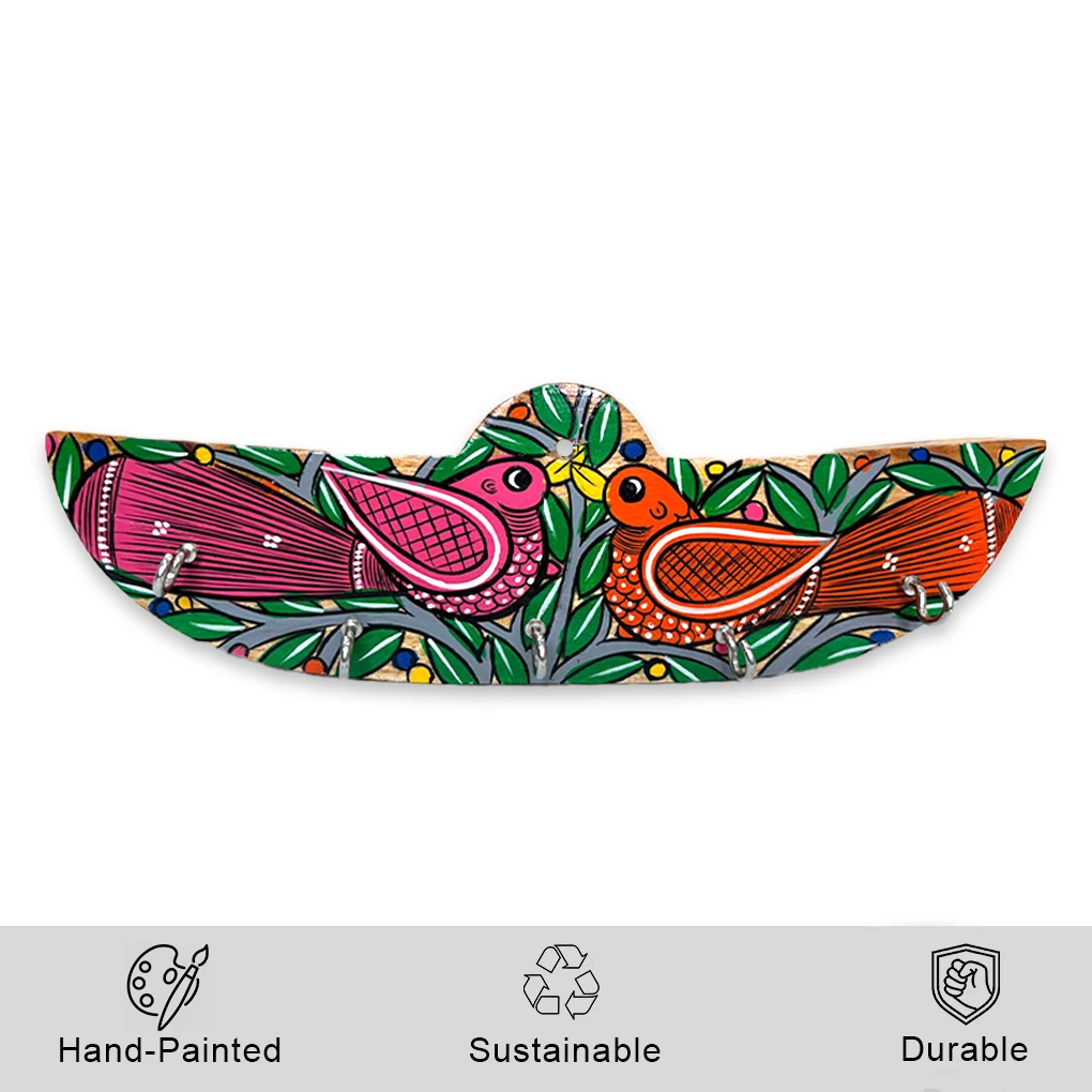 Hand-Painted Wooden Key Holder - Bird Design - Image 2