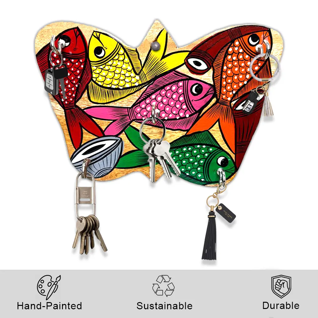 Hand-Painted Wooden Key Holder - FISH DESIGN - Image 2