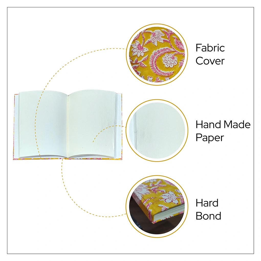 Handcrafted Hardbound Fabric Cover Diary - Image 2