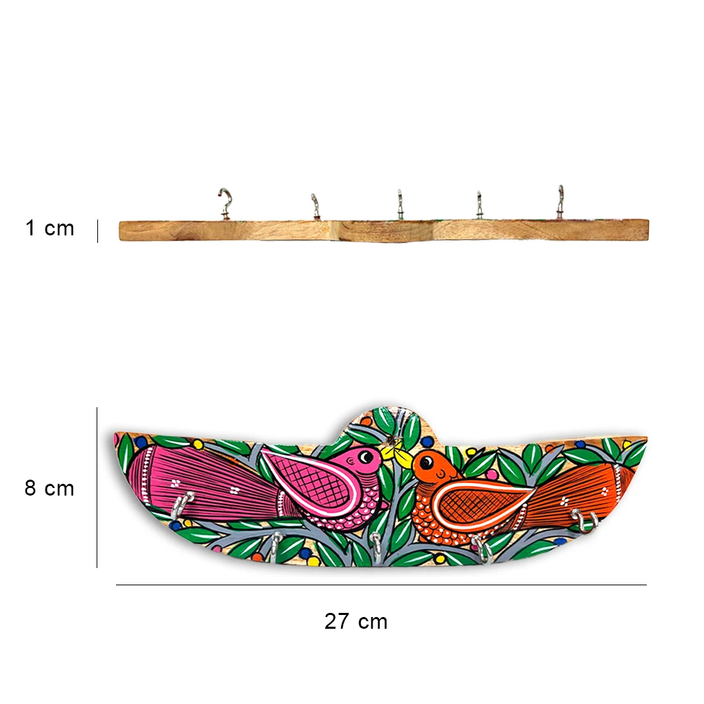 Hand-Painted Wooden Key Holder - Bird Design - Image 3
