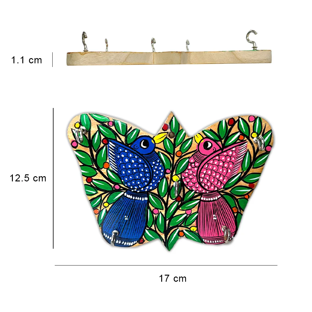 Hand-Painted Wooden Key Holder - Bird Design - Image 3