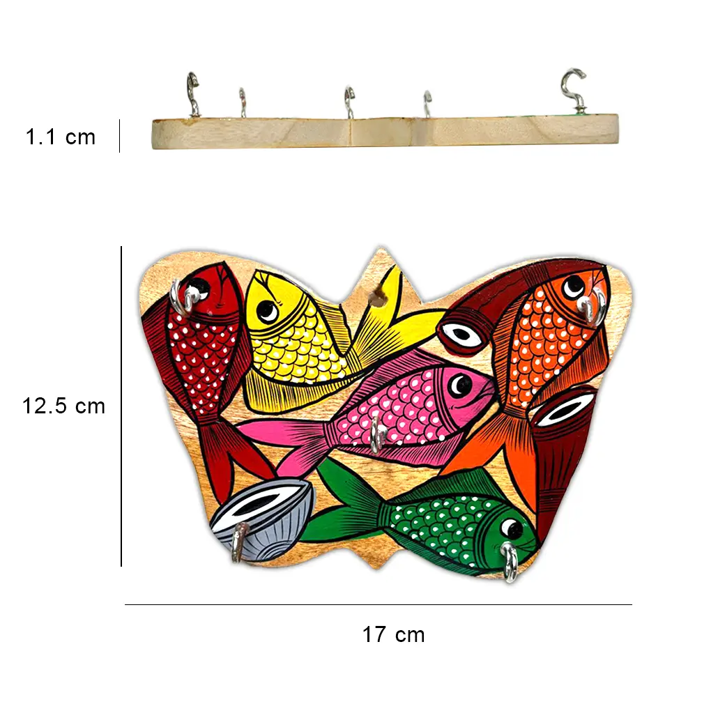 Hand-Painted Wooden Key Holder - FISH DESIGN - Image 3