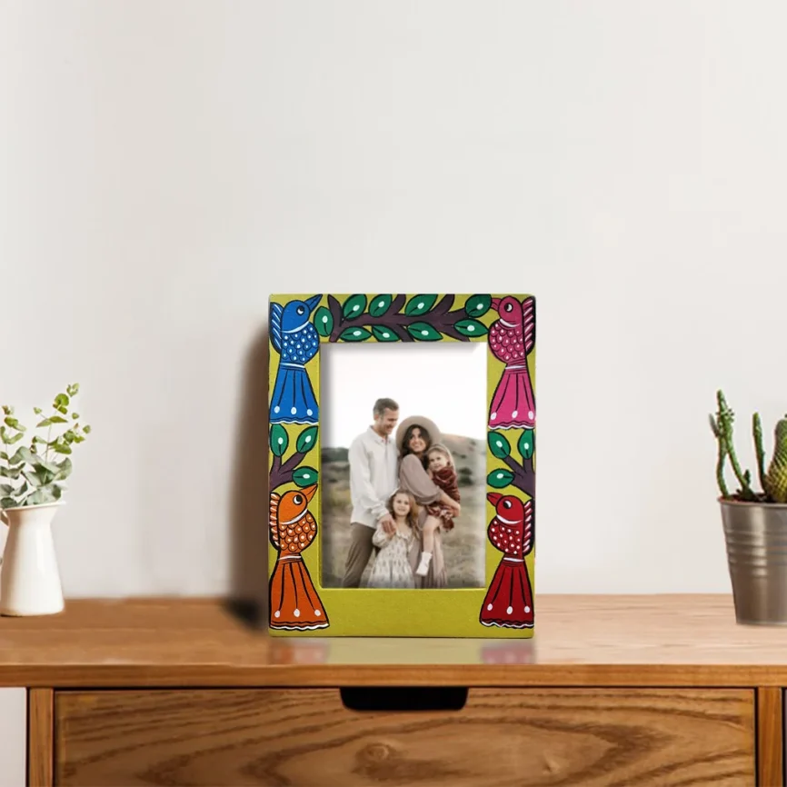 Hand-Painted Pattachitra Photo Frame - Tribal Design