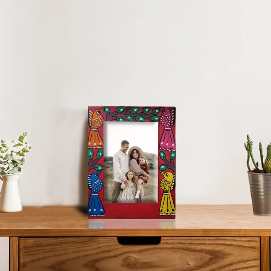 Hand-Painted Pattachitra Photo Frame (bird)