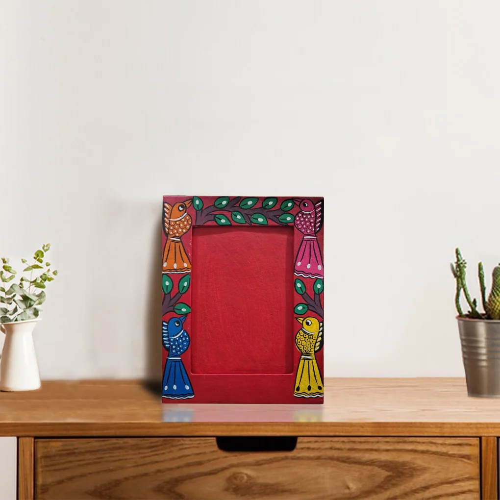 Hand-Painted Pattachitra Photo Frame (bird) - Image 2