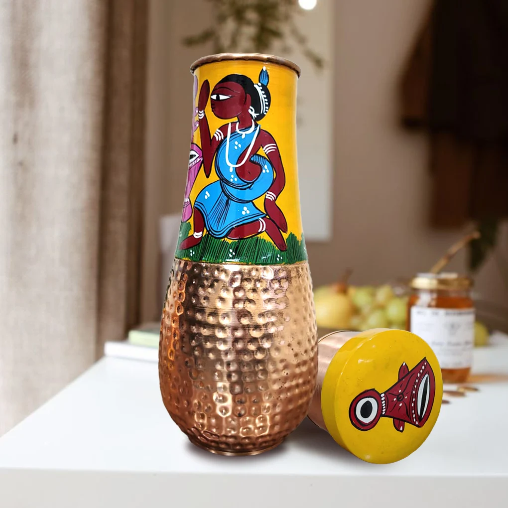 Surahi Copper Bottle - Tribal design - Image 2