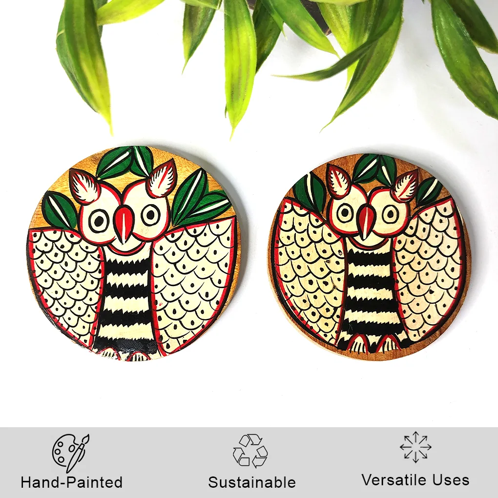 Hand-Painted Pattachitra Wooden Coasters (Set of 2) - Image 2