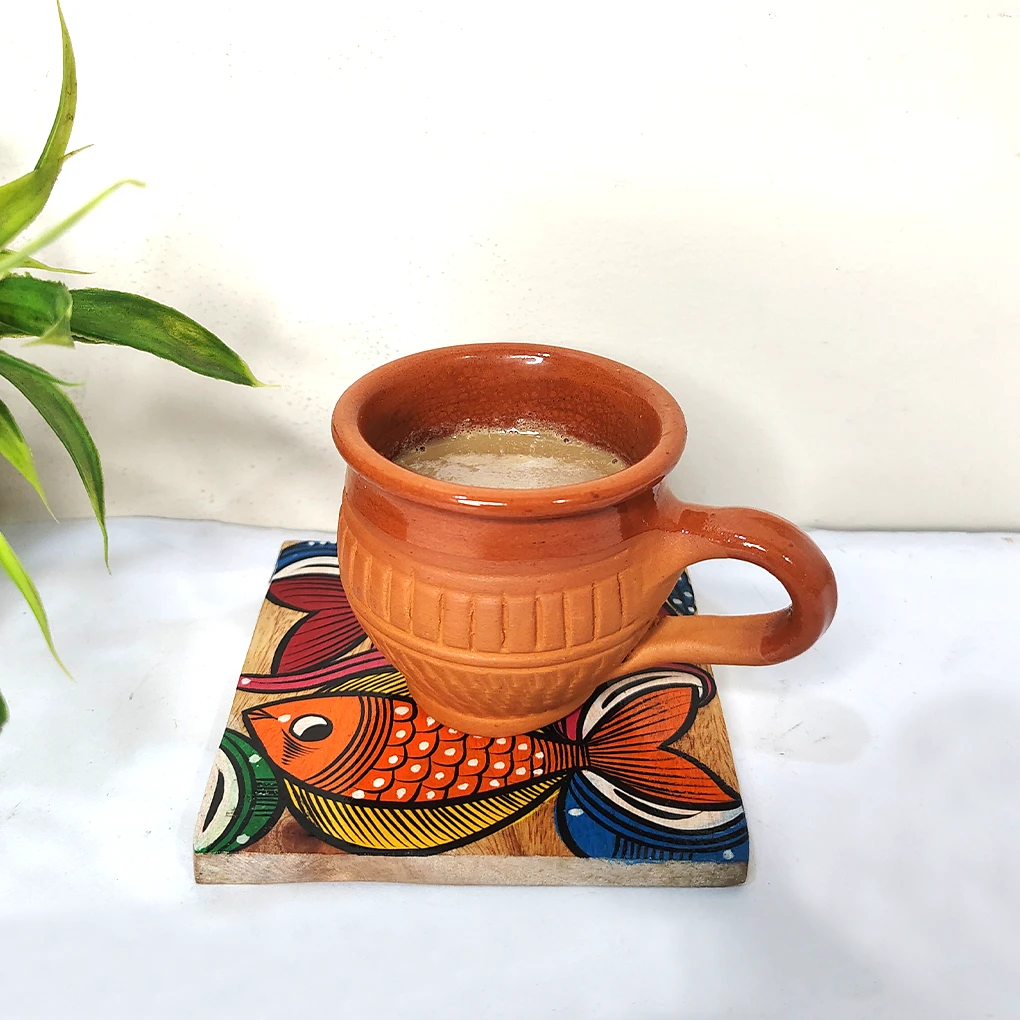 Hand-Painted Pattchitra Wooden Coasters (Set of 4) - Image 3