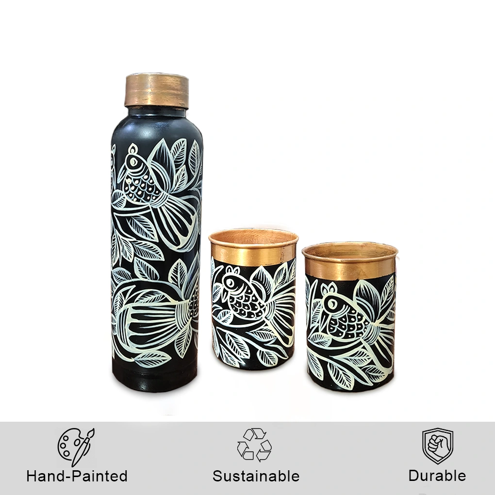 Copper Bottle With 2 Glasses - Image 3
