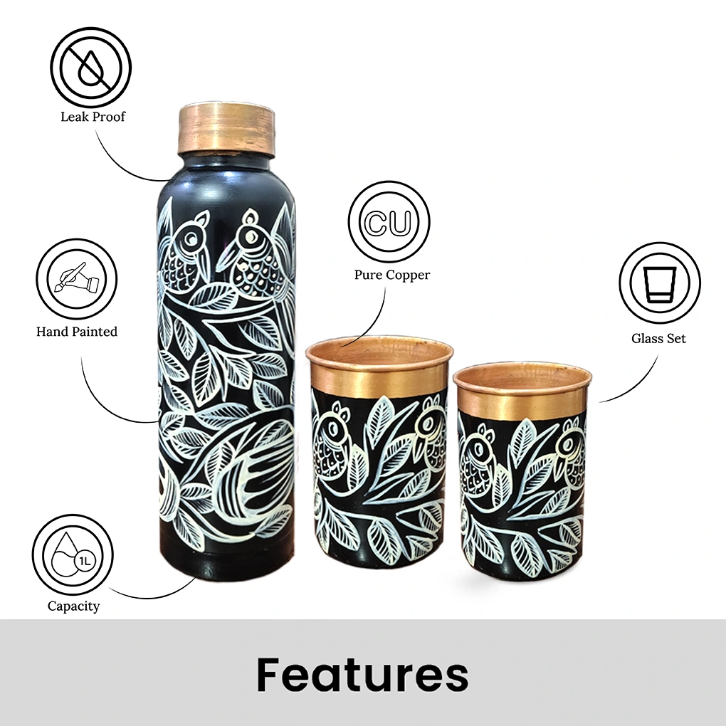 Copper Bottle With 2 Glasses - Image 4