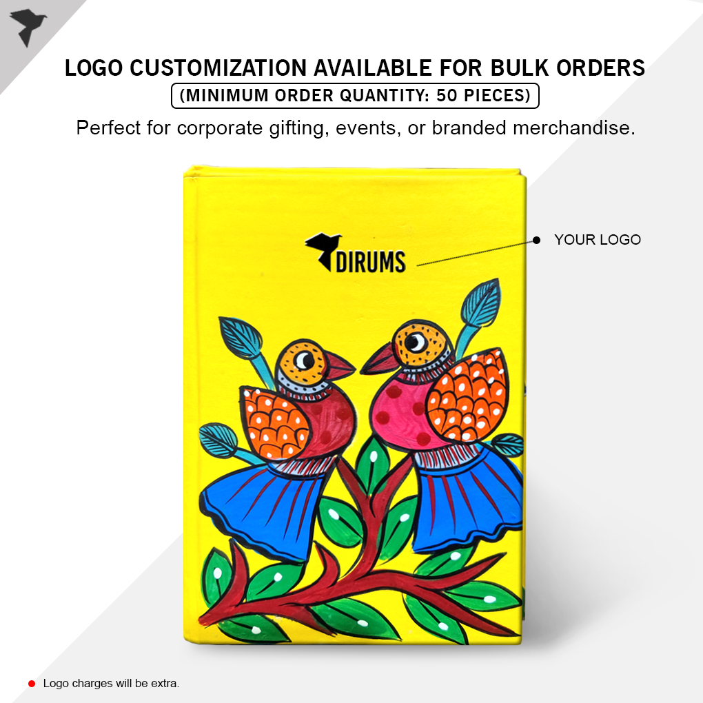 Hand-Painted Pattachitra Bird Art Diary with Handmade Paper | Artisan Folk Painting Journal - Image 4