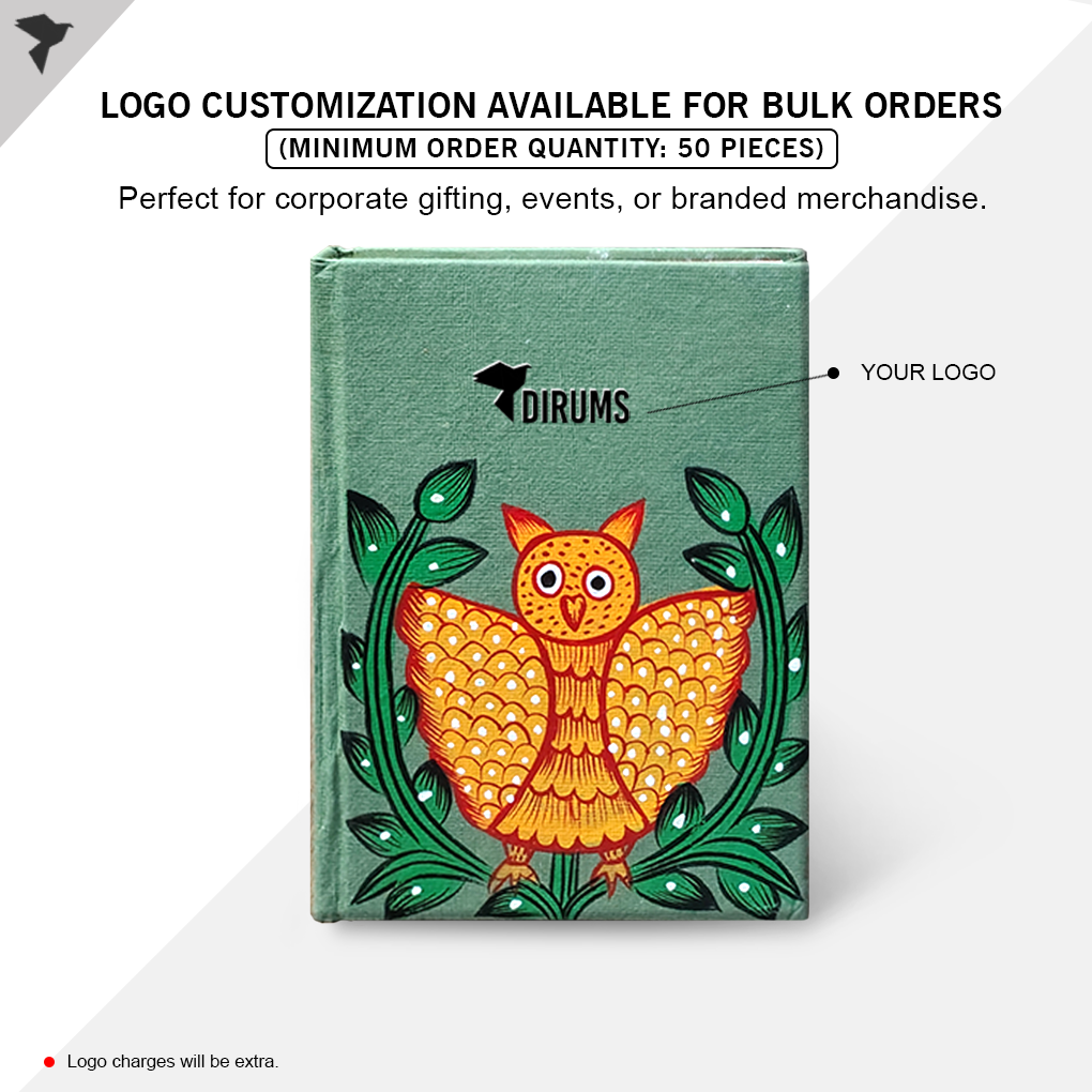 Hand-Painted Pattachitra Art Diary with Handmade Paper | Traditional Folk Owl Design - Image 5