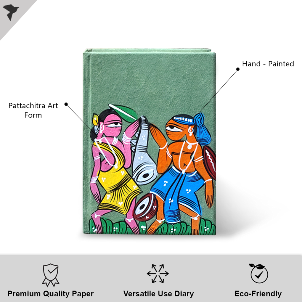 Hand-Painted Pattachitra Art Diary with Handmade Paper | Artisan Folk Painting Journal - Image 2