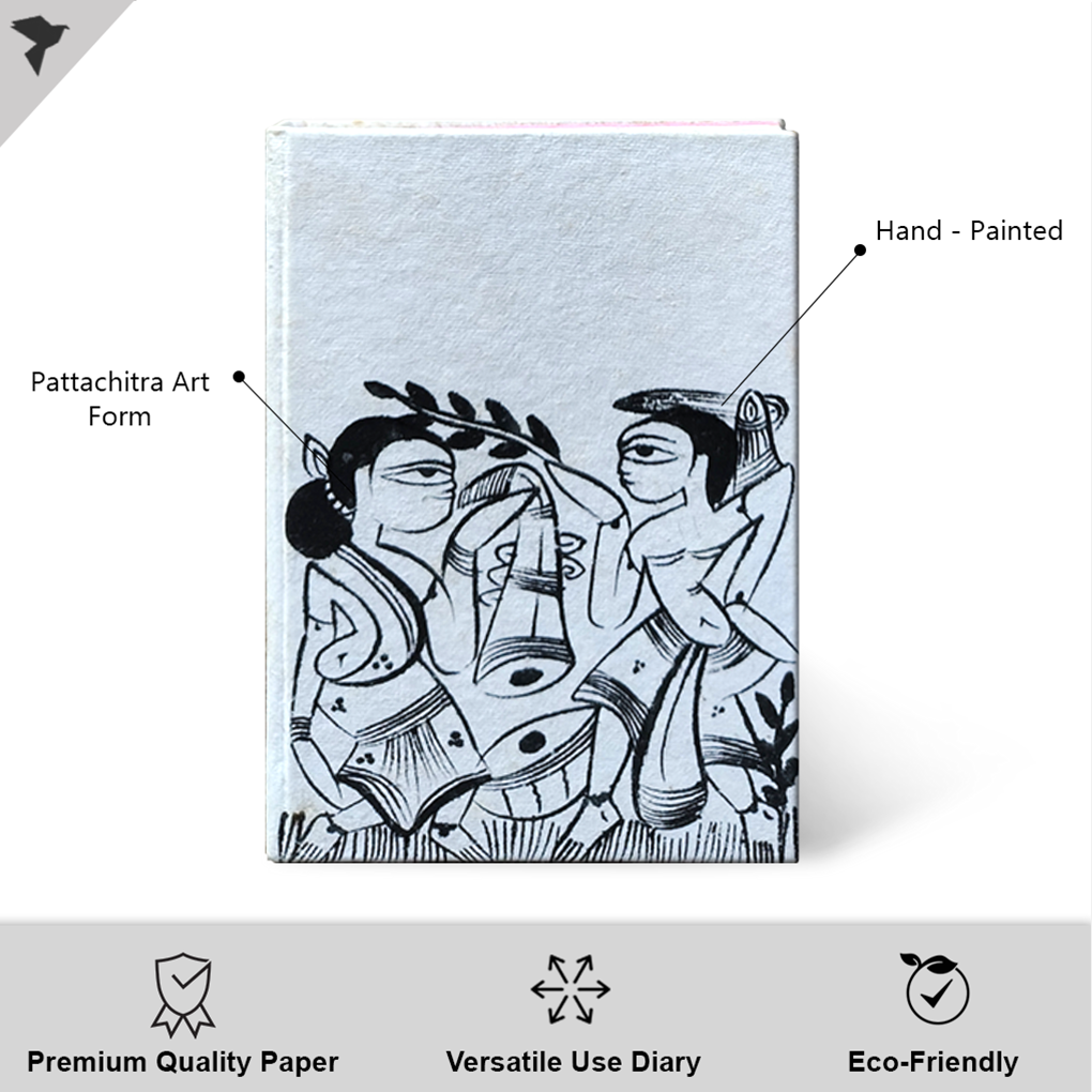 Hand-Painted Pattachitra Tribal Art Diary with Handmade Paper | Artisan Folk Painting Journal - Image 2