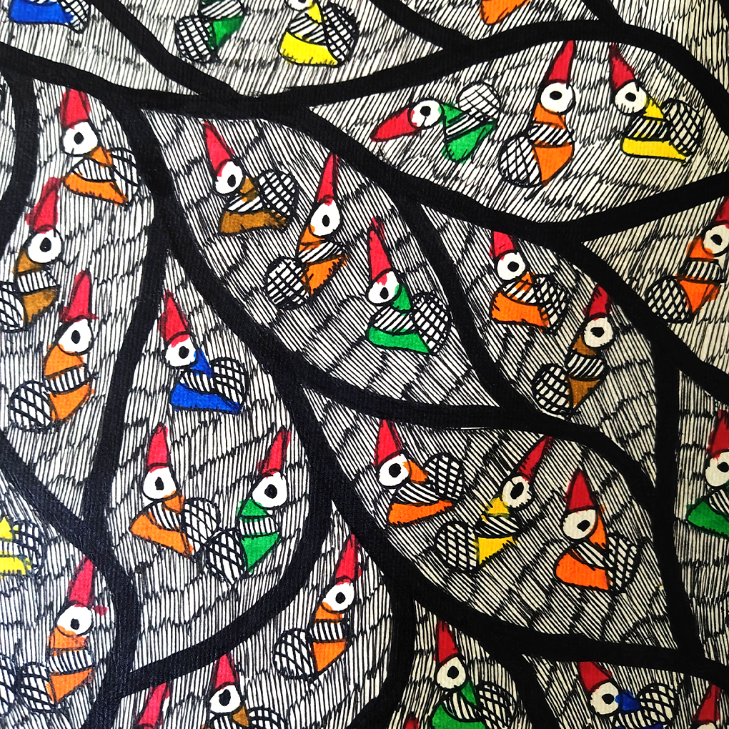 Concentric Mandala of Mithila – Intricate Madhubani Folk Art Painting - Image 7