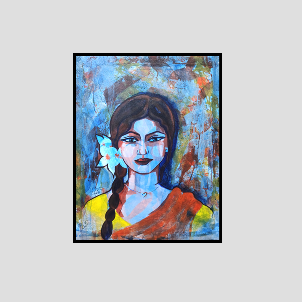 Abstract Woman Portrait – Hand-Painted Modern Canvas Art - Image 2