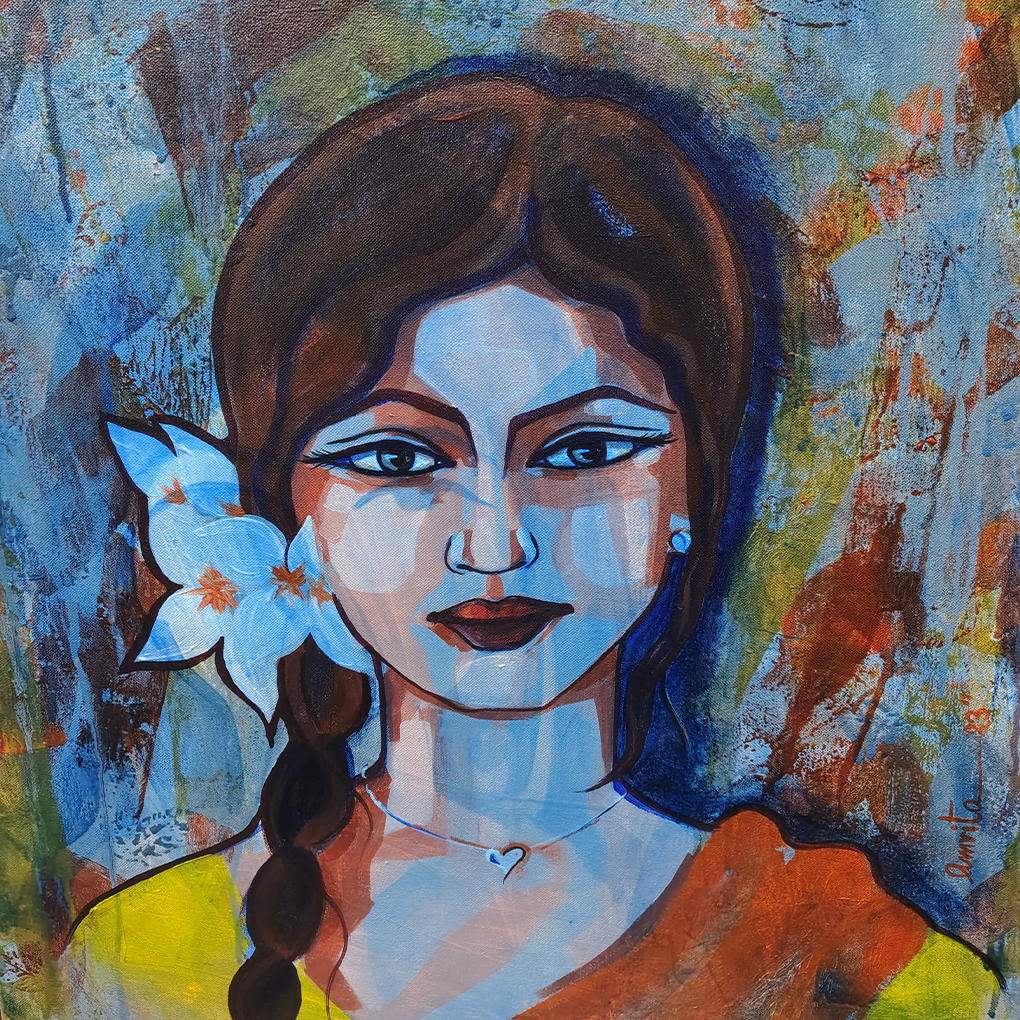 Abstract Woman Portrait – Hand-Painted Modern Canvas Art - Image 3