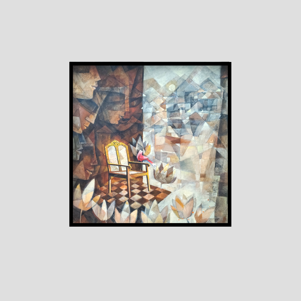 Abstract Chair & Nature Composition – Modern Hand-Painted Canvas Art - Image 3