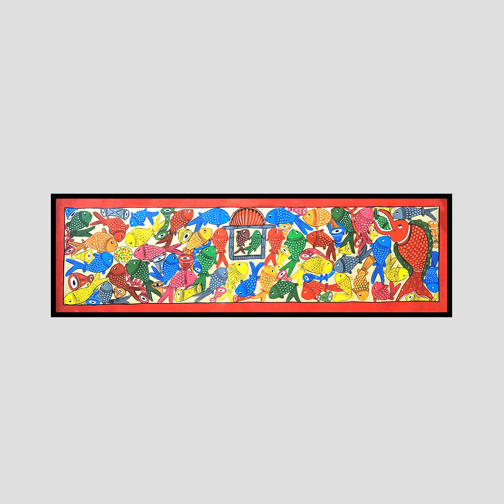 Madhubani Fish Theme Painting | Handcrafted Mithila Folk Art - Image 3