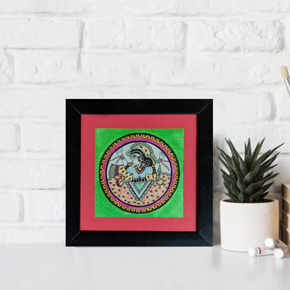 Radha Krishna in Bloom Madhubani Painting - Image 2