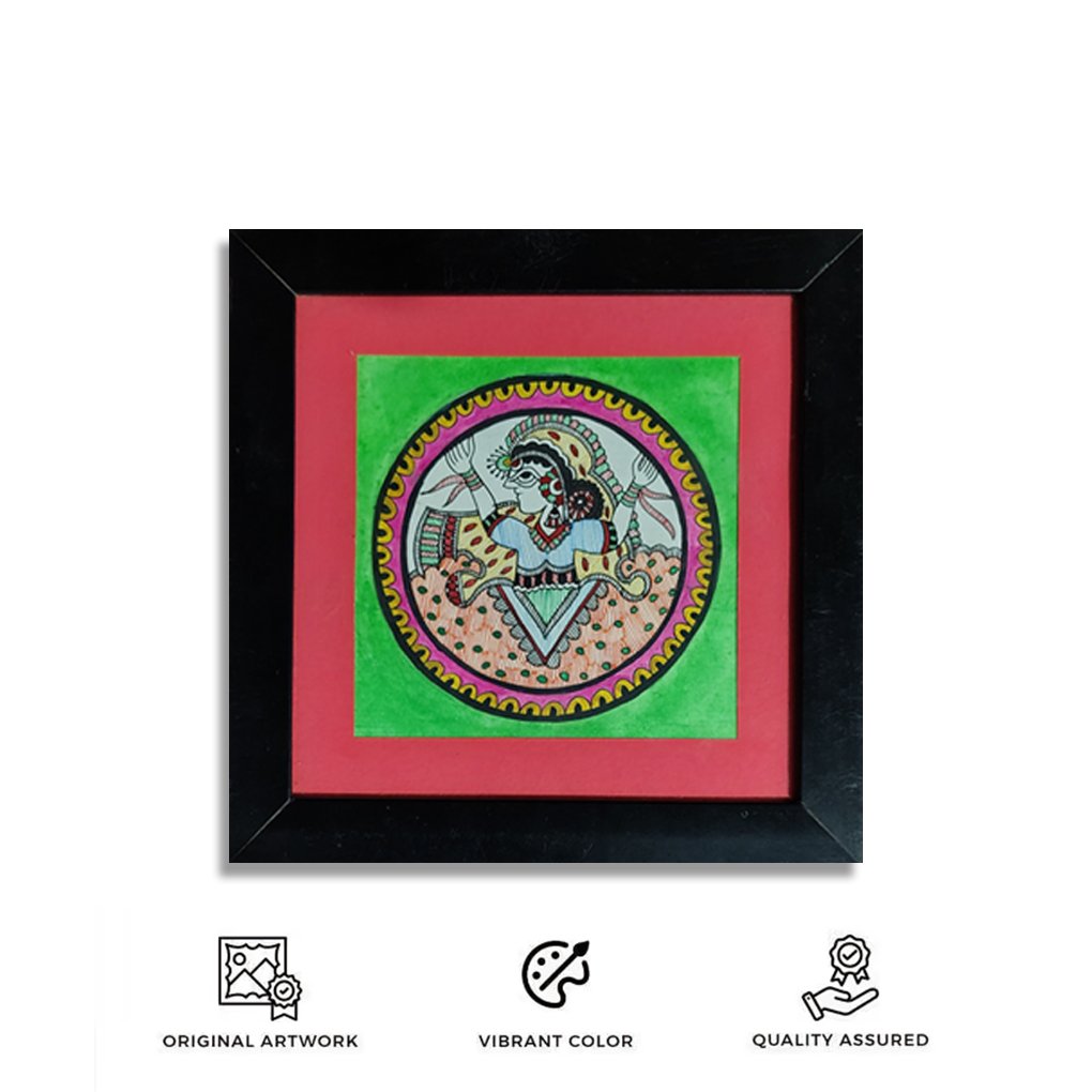 Radha Krishna in Bloom Madhubani Painting - Image 3