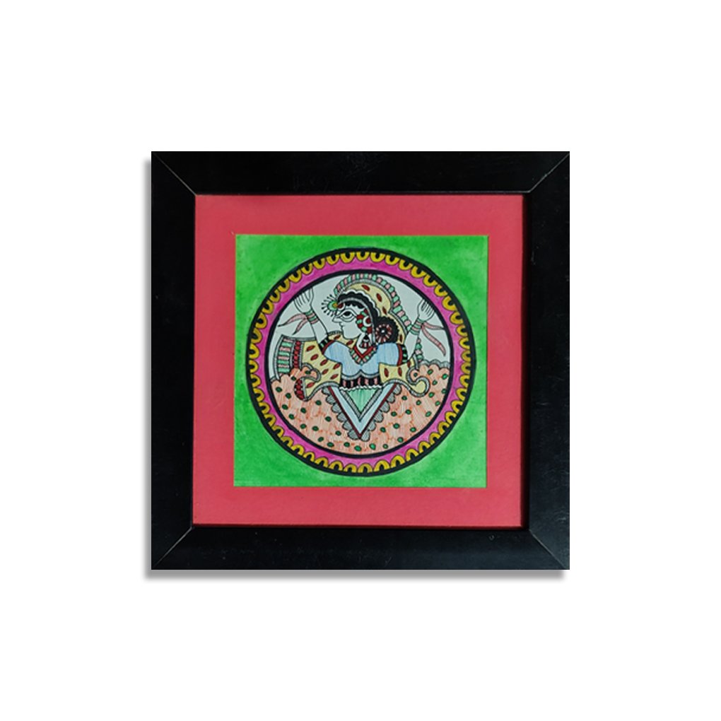 Radha Krishna in Bloom Madhubani Painting - Image 4