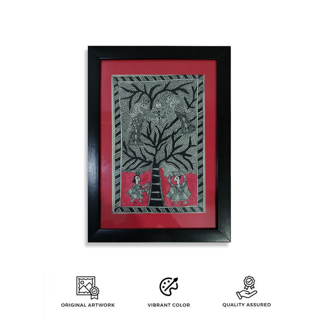 Madhubani Tree of Life Painting Mithila Art - Image 3