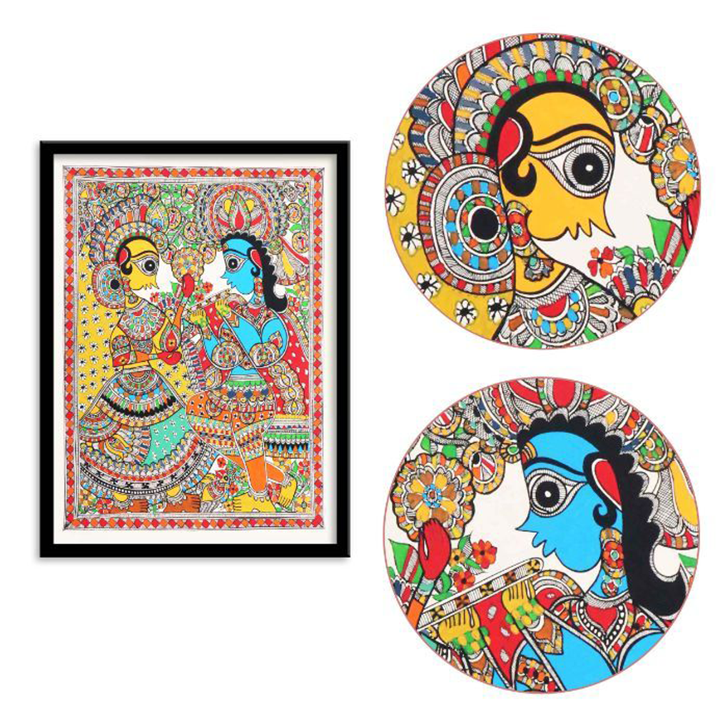 Radha Krishna Madhubani Painting - Image 3