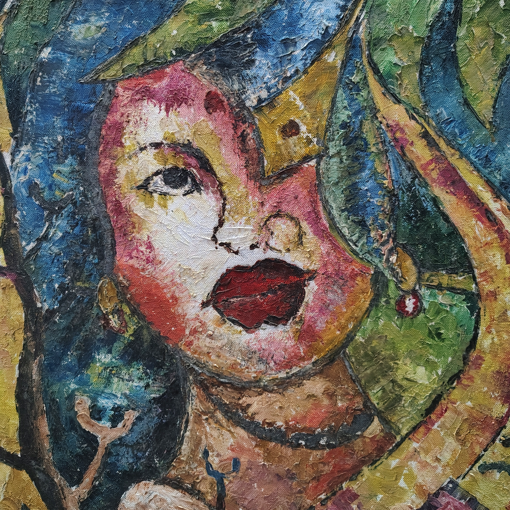 Expressive Woman Figurative Artwork – Textured Acrylic Painting - Image 4