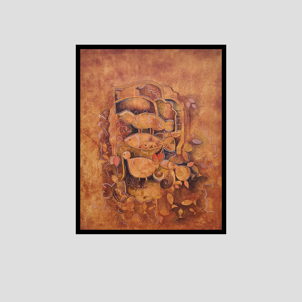 Abstract Contemporary Art – Earthy Tone Modern Canvas Painting - Image 3