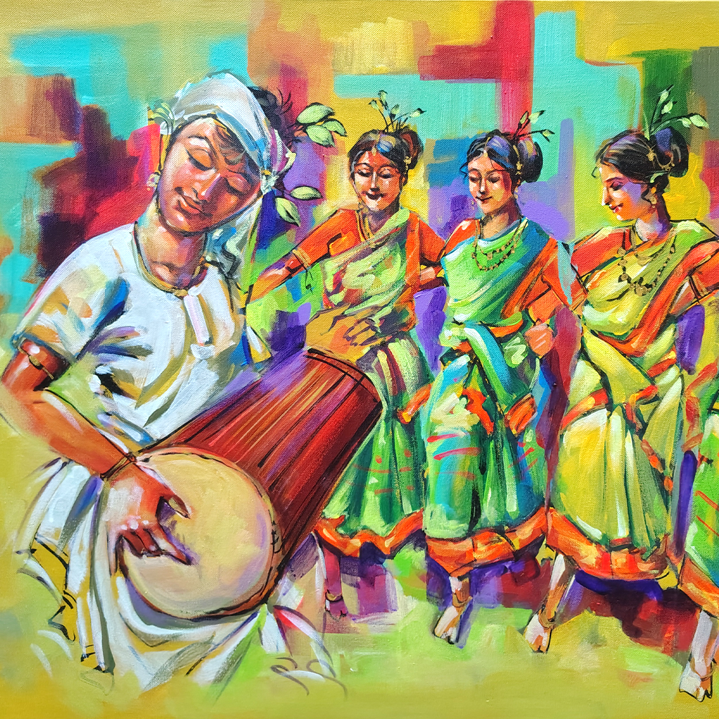 Traditional Folk Dance Painting – Hand-Painted Acrylic Artwork - Image 4