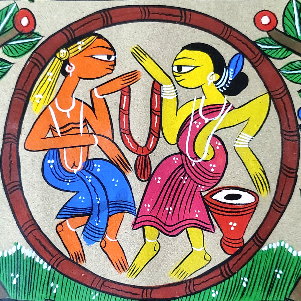 Pattachitra Tribal Dance Wall Art | 29 x 10 Inches Handcrafted Folk Painting - Image 4