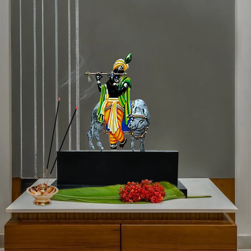 Handcrafted Lord Krishan & Cow Mementos For Gifting - Image 2