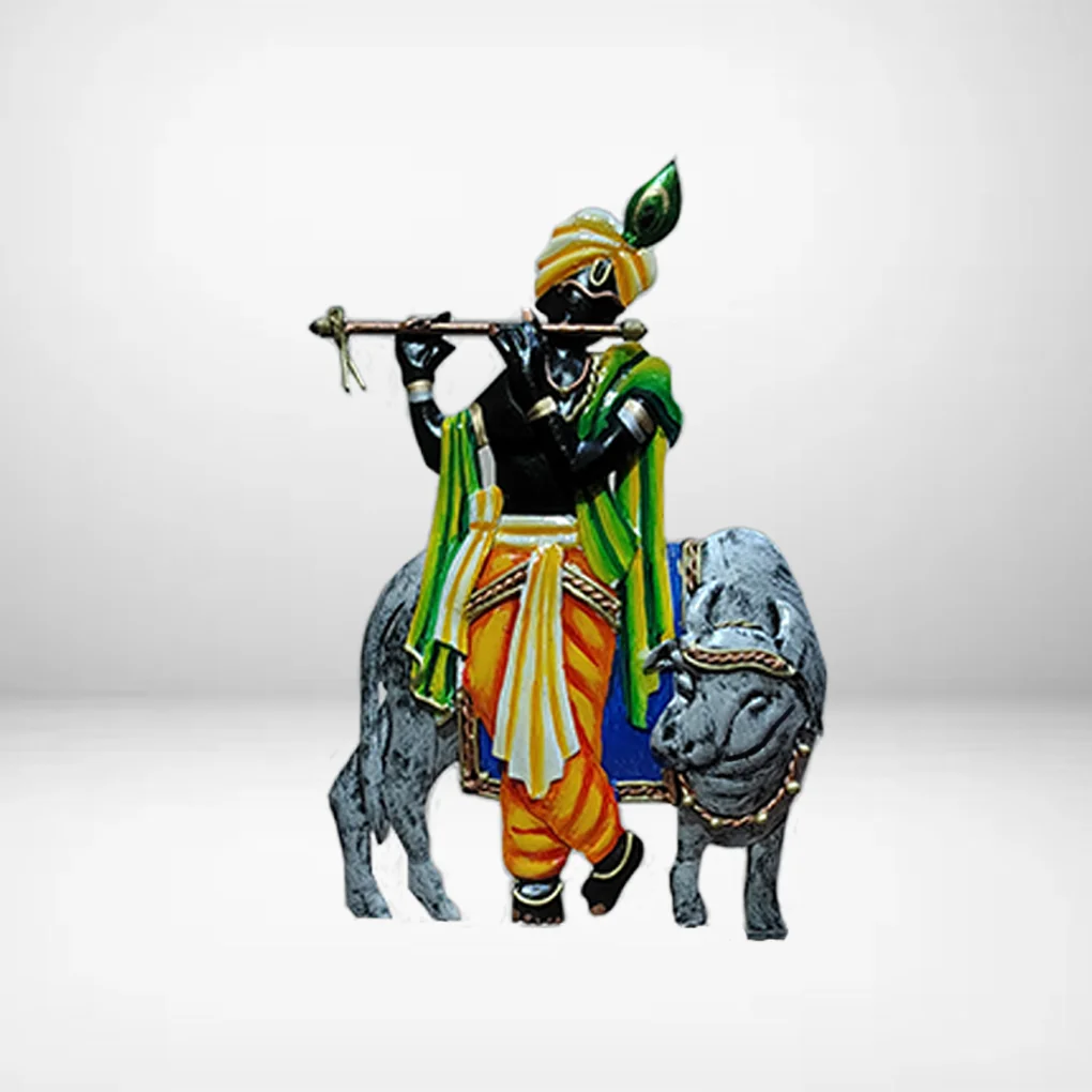 Handcrafted Lord Krishan & Cow Mementos For Gifting - Image 3