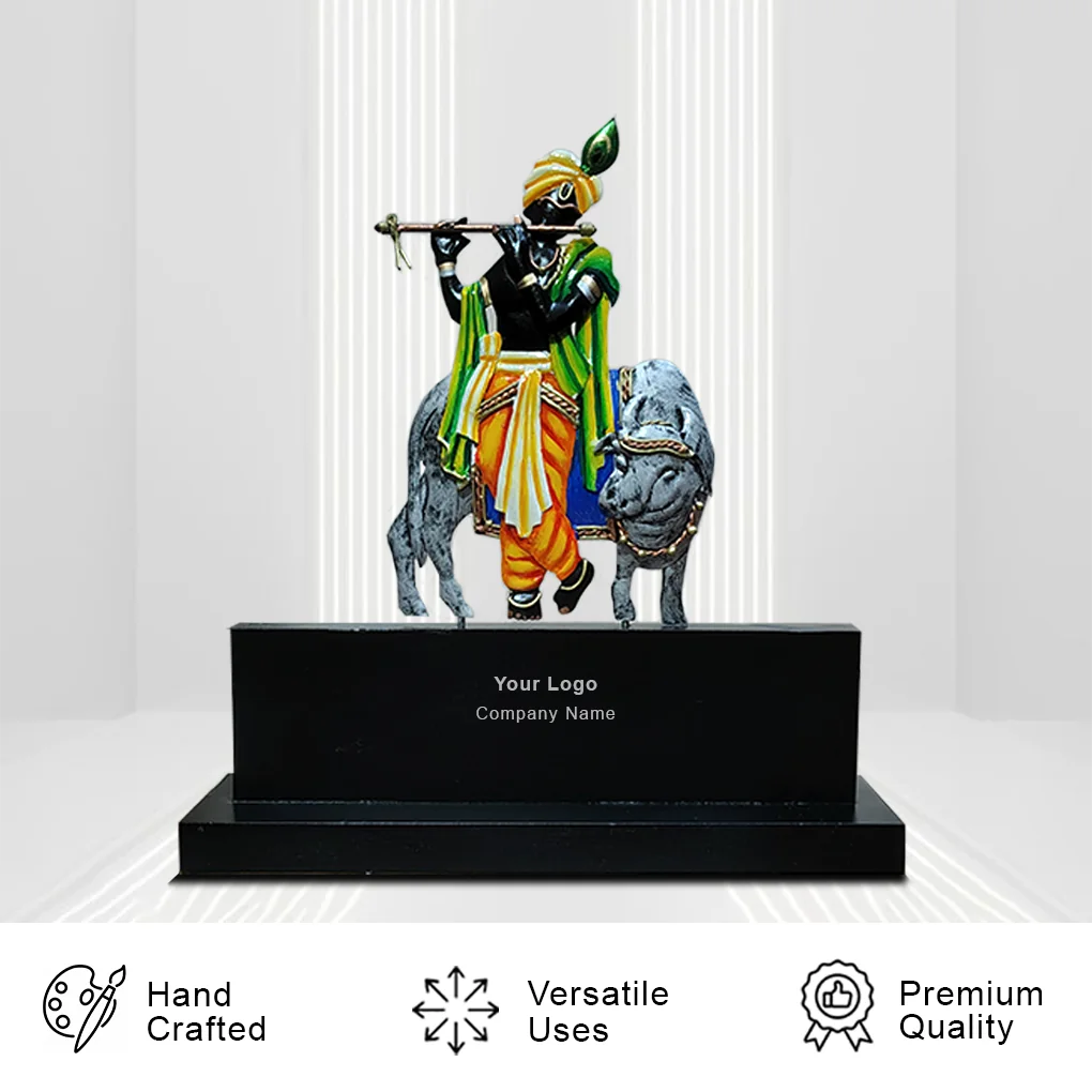Handcrafted Lord Krishan & Cow Mementos For Gifting - Image 4