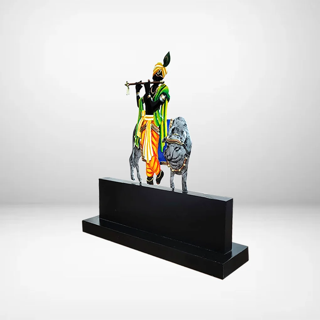 Handcrafted Lord Krishan & Cow Mementos For Gifting - Image 5