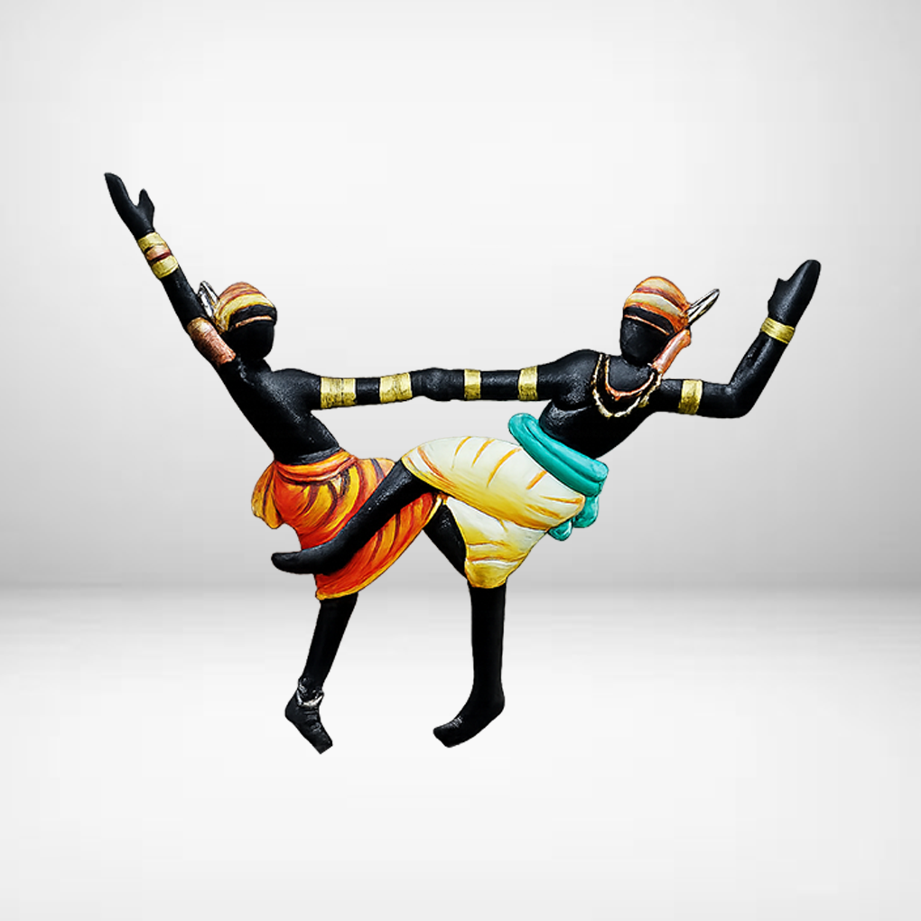 Handcrafted Tribal Dance Wall Plate Memento with Wooden Base - Image 3