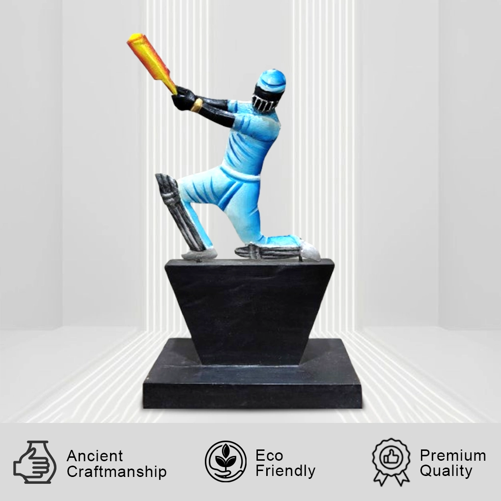 Handcrafted Cricket Player Trophy Figurine – Decorative Sports Showpiece for Table, Office & Gifts | Resin Cricket Statue with Base - Image 2