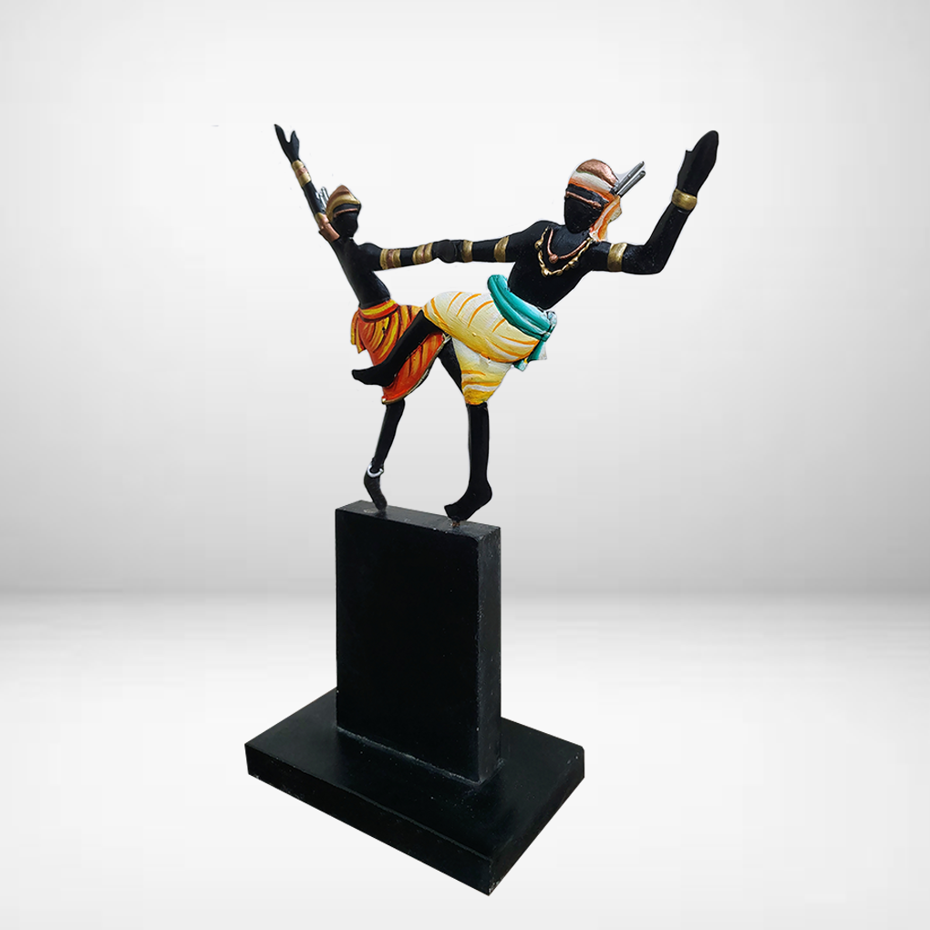Handcrafted Tribal Dance Wall Plate Memento with Wooden Base - Image 4