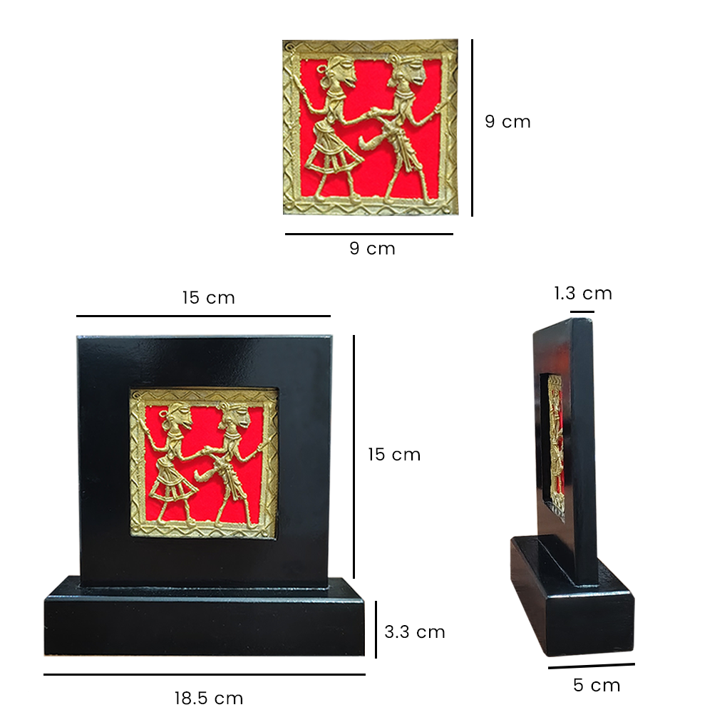 Handcrafted Dokra Tribal Couple Framed Memento – Traditional Indian Art - Image 7
