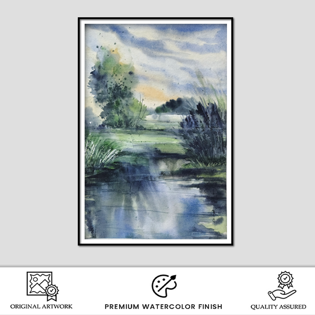 River of Tranquillity – Original Watercolour Landscape Painting - Image 2