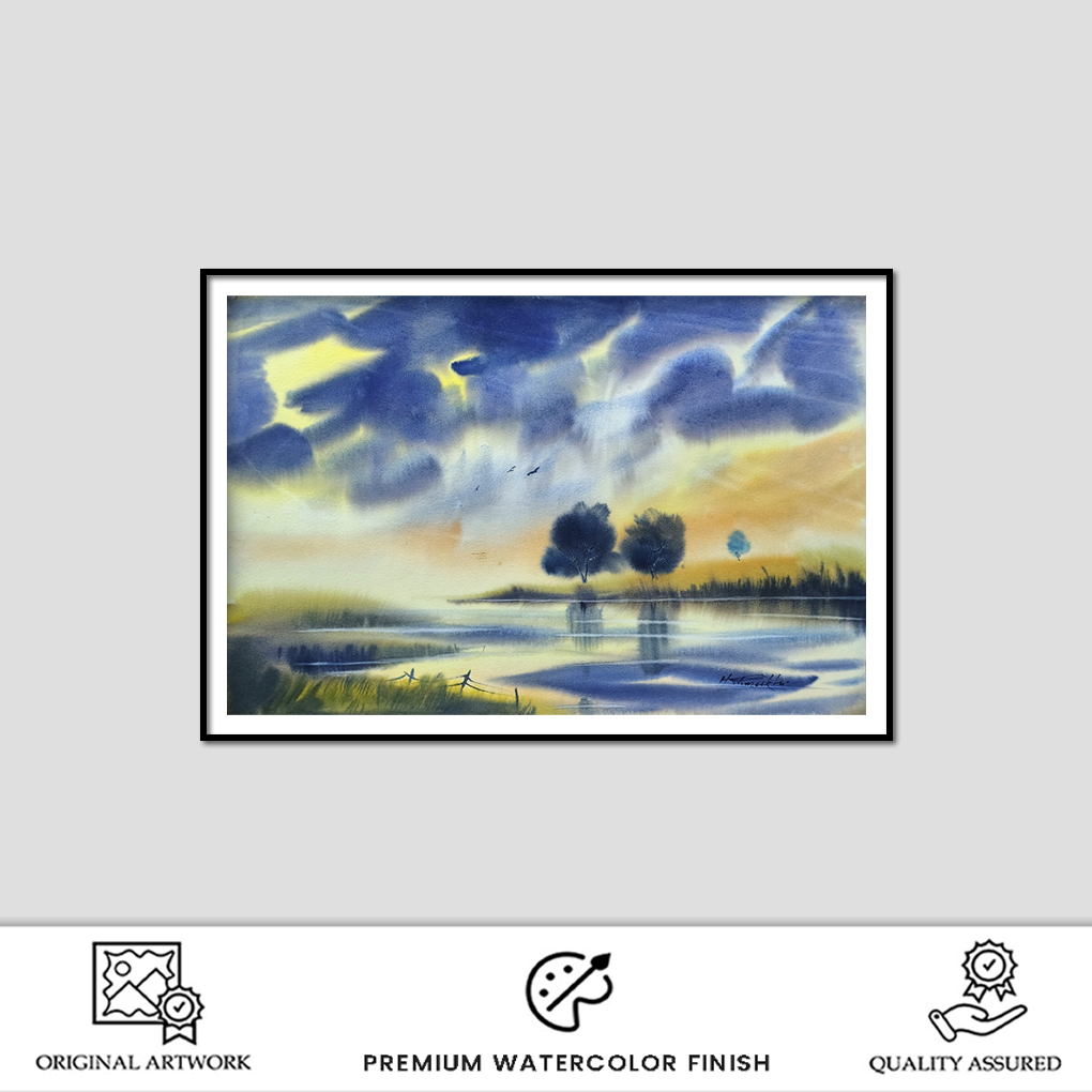 Rural Calm – Original Watercolour Village Life Painting - Image 2