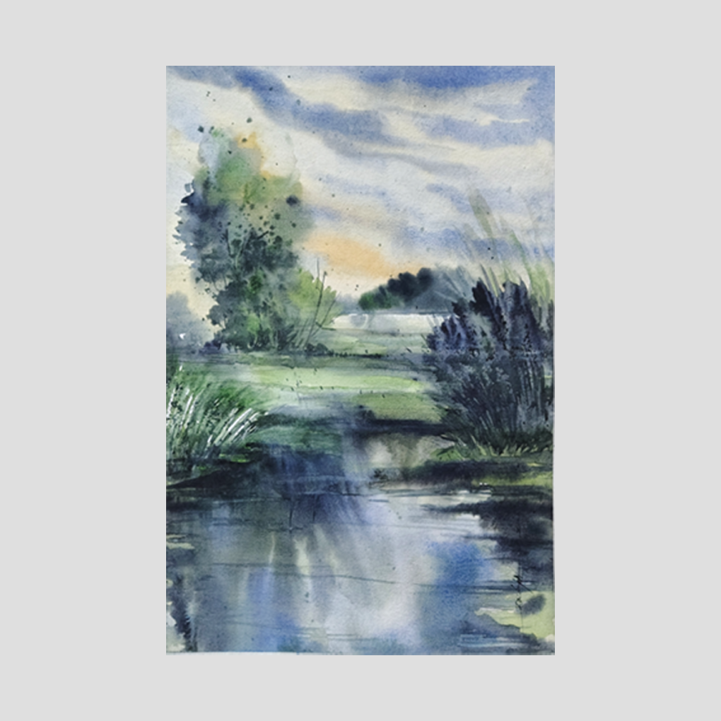 River of Tranquillity – Original Watercolour Landscape Painting - Image 3
