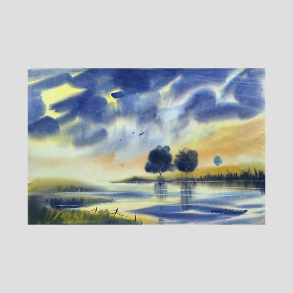 Rural Calm – Original Watercolour Village Life Painting - Image 3