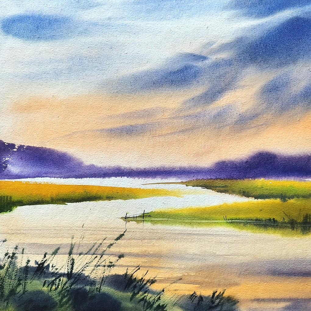 Reflections of Nature – Original Watercolour Landscape Painting - Image 4
