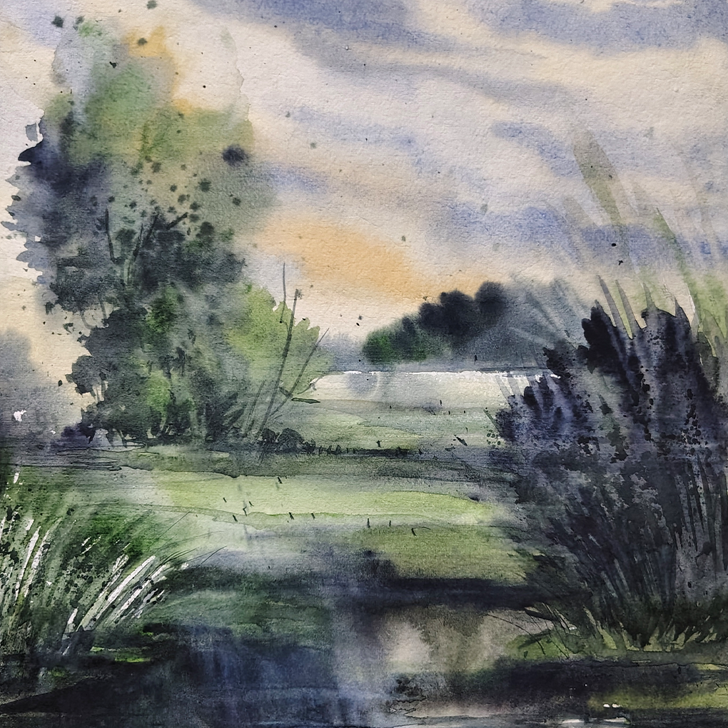 River of Tranquillity – Original Watercolour Landscape Painting - Image 4