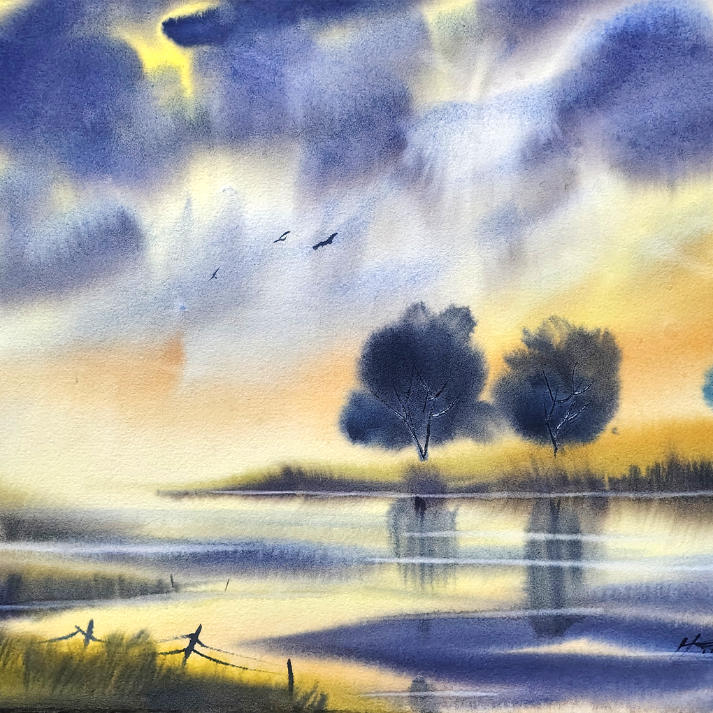 Rural Calm – Original Watercolour Village Life Painting - Image 4